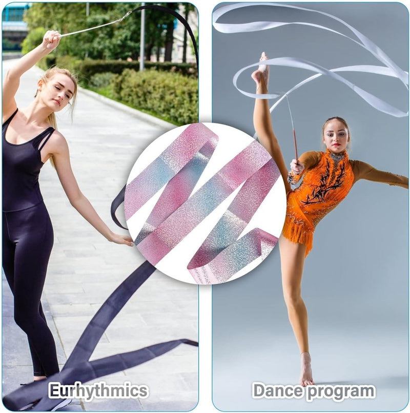 Load image into Gallery viewer, 10 stuks dansbanden voor kinderen, gymnastiekband met stang van 2 m, ritmische sportgymnastiekband, lange dansen, swingband, wervelband, dansen, streamer, dansband, luchtslangen voor gym, circus, - happygetfit.com
