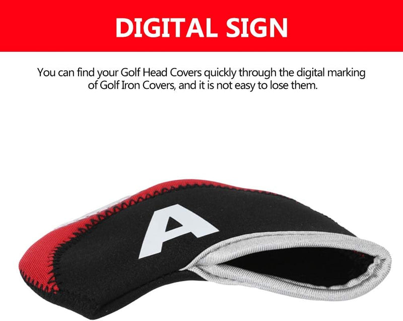 Laad afbeelding in Galerijviewer, 10 stuks Golfclubhoofd, Golfclub Putter-hoofdbedekking, Golfkap, Golfkophoes, IJzerafdekking, Golf met cijfers (rood) - happygetfit.com
