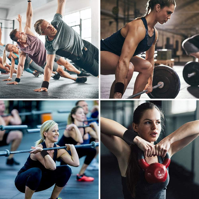 Load image into Gallery viewer, 12 stuks absorberende zweetbanden voor dames en heren, zwart, katoen, polsbanden voor sport, basketbal, hardlopen, fietsen, joggen, voetbal, tennis - happygetfit.com
