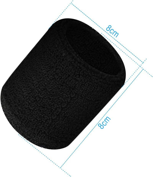12 stuks absorberende zweetbanden voor dames en heren, zwart, katoen, polsbanden voor sport, basketbal, hardlopen, fietsen, joggen, voetbal, tennis - happygetfit.com