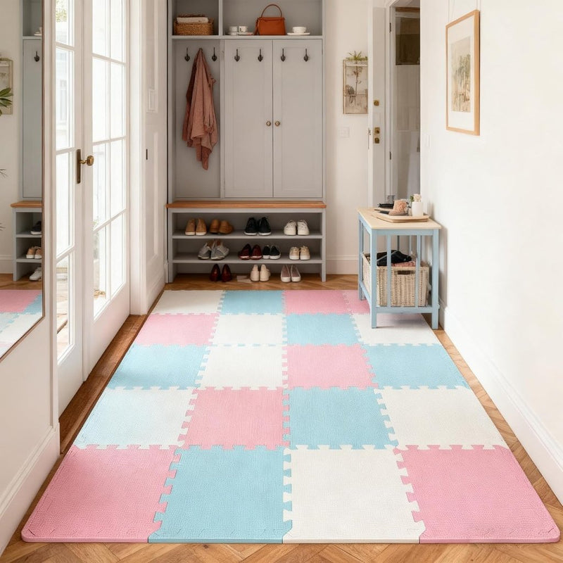 Load image into Gallery viewer, 18 stuks (30 x 30 cm) in elkaar te zetten vloermatten, beschermende vloermatten, puzzelmatten, zachte schuimstofmatten, speelmatten, turnmatten - happygetfit.com
