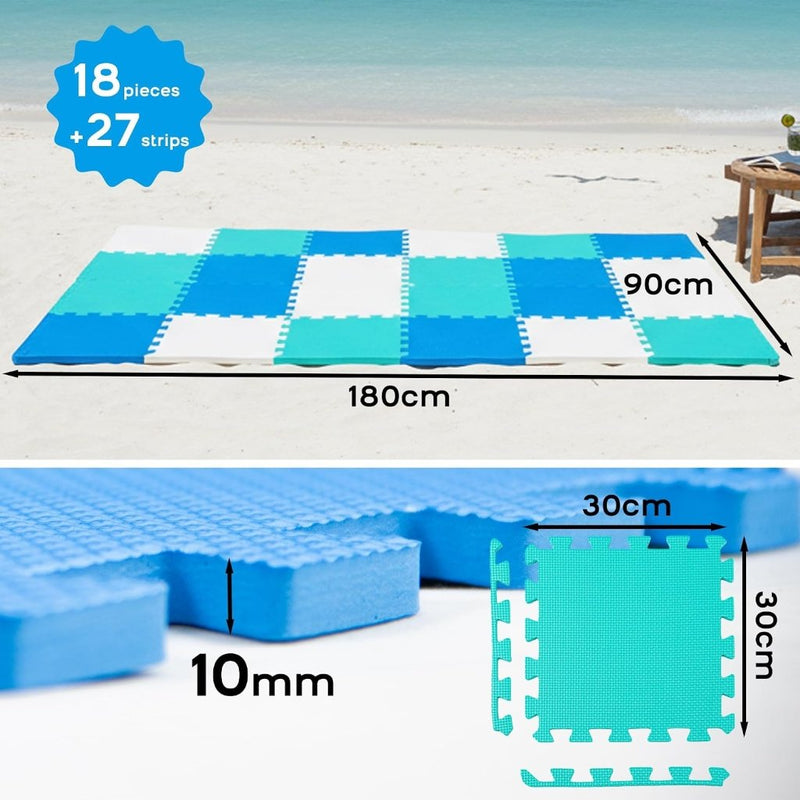 Load image into Gallery viewer, 18 stuks (30 x 30 cm) in elkaar te zetten vloermatten, beschermende vloermatten, puzzelmatten, zachte schuimstofmatten, speelmatten, turnmatten - happygetfit.com
