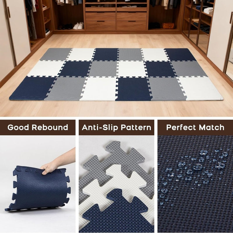 Load image into Gallery viewer, 18 stuks (30 x 30 cm) in elkaar te zetten vloermatten, beschermende vloermatten, puzzelmatten, zachte schuimstofmatten, speelmatten, turnmatten - happygetfit.com
