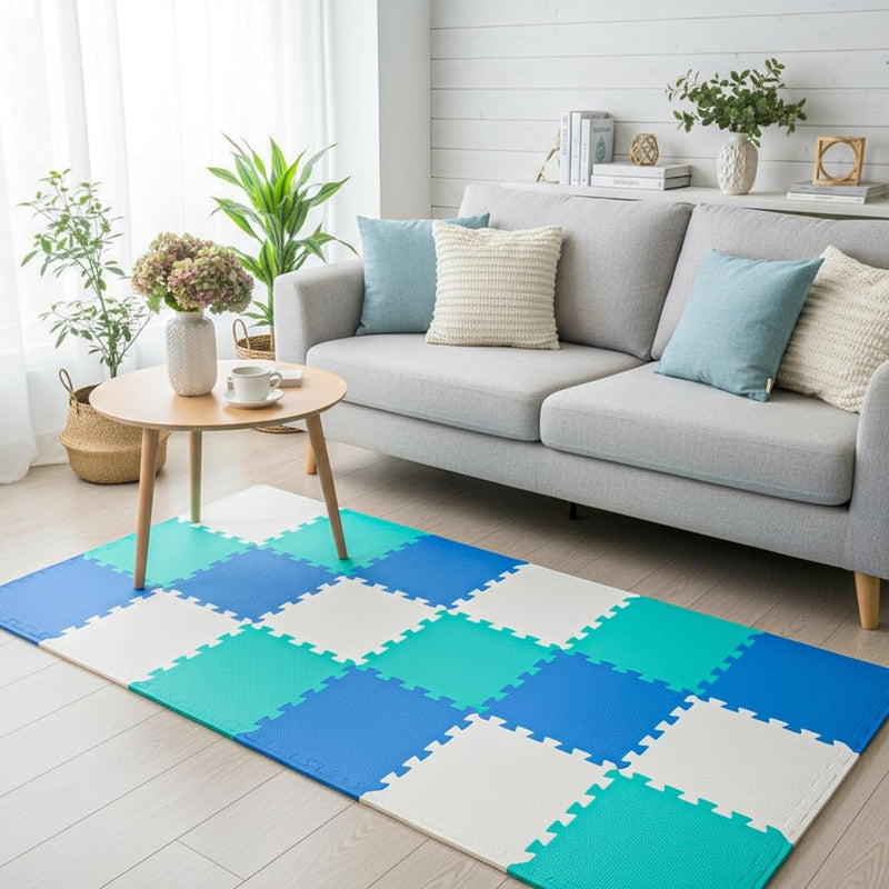 Load image into Gallery viewer, 18 stuks (30 x 30 cm) in elkaar te zetten vloermatten, beschermende vloermatten, puzzelmatten, zachte schuimstofmatten, speelmatten, turnmatten - happygetfit.com
