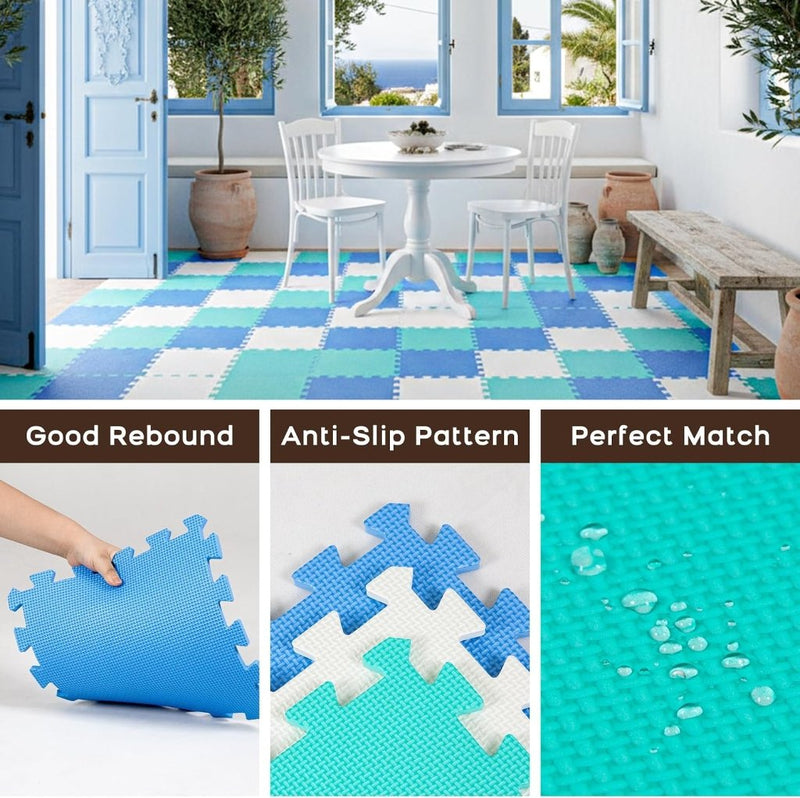 Load image into Gallery viewer, 18 stuks (30 x 30 cm) in elkaar te zetten vloermatten, beschermende vloermatten, puzzelmatten, zachte schuimstofmatten, speelmatten, turnmatten - happygetfit.com
