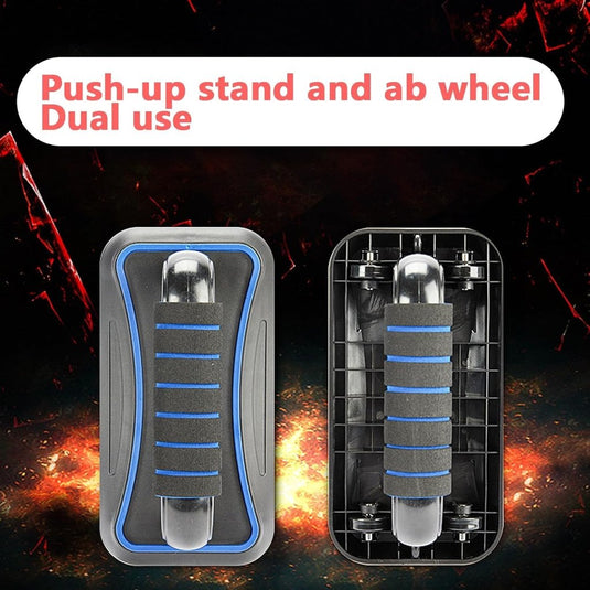 2-in-1 fitness trainer met push-up bars en ab roller met 8 wielen – buikspiertrainer – push-up board - happygetfit.com