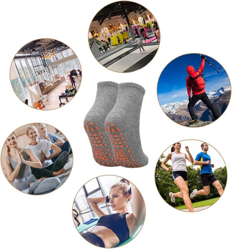 Load image into Gallery viewer, 2 paar dames heren antislip grip sokken ABS sport sokken voor yoga pilates barre trampoline fitness vechtsporten ziekenhuis thuis wandelen sokken met handgrepen - happygetfit.com
