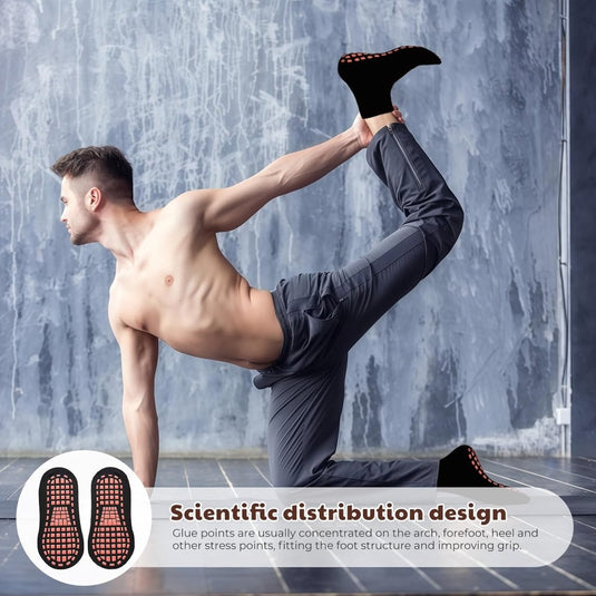 2 paar dames heren antislip grip sokken ABS sport sokken voor yoga pilates barre trampoline fitness vechtsporten ziekenhuis thuis wandelen sokken met handgrepen - happygetfit.com