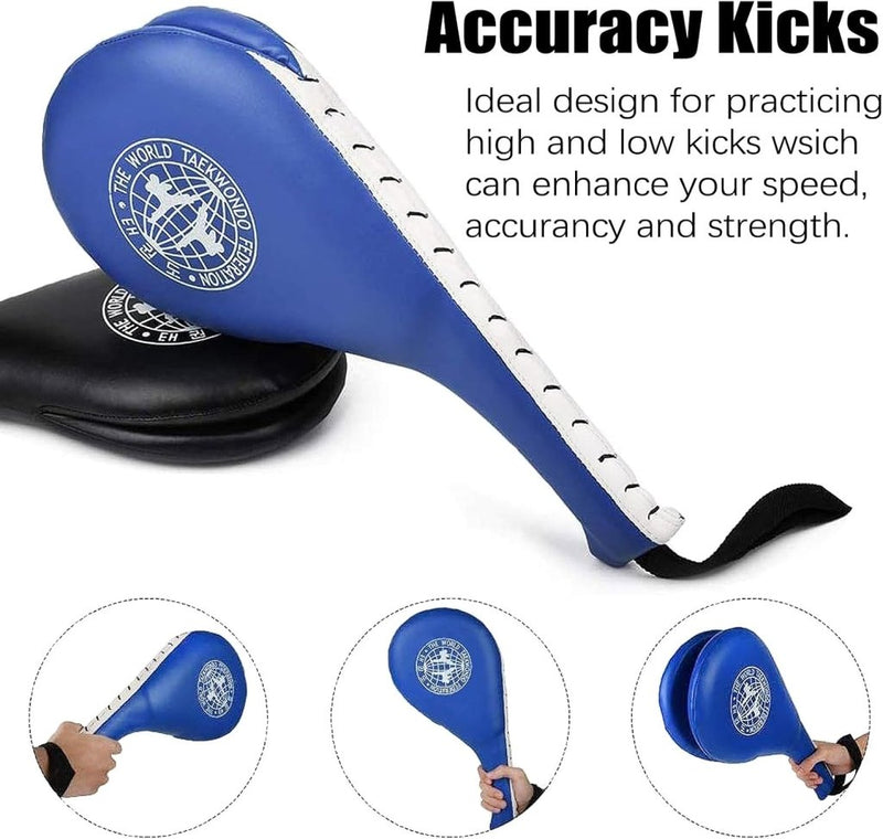 Laad afbeelding in Galerijviewer, 2 Pack Taekwondo Dubbele Kick Pads - Duurzaam Strike Boksen en Vechtsporten Apparatuur voor Karate Kickboksen MMA Praktijk - Voor Kinderen Jeugd Volwassen - happygetfit.com
