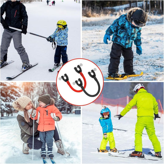 2 Stuks Skitipconnector voor Kinderen, Draagbare Skiconnector Skitrainingshulpmiddel Snowboardaccessoires voor Kinderen, Beginners (Zwart, Rood) - happygetfit.com
