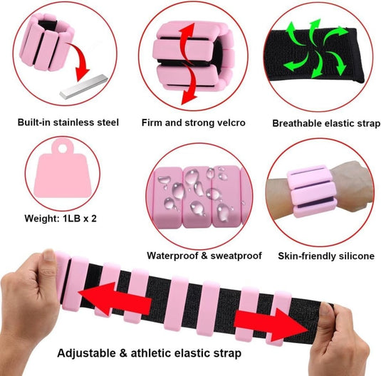 2 stuks verstelbare polsgewichten enkelgewichten voor oefeningen wandelen joggen yoga aerobics pilates gewichtsarmband fitnessarmband (14-23 cm) - happygetfit.com