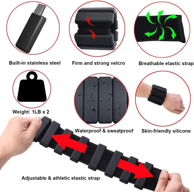 Load image into Gallery viewer, 2 stuks verstelbare polsgewichten enkelgewichten voor oefeningen wandelen joggen yoga aerobics pilates gewichtsarmband fitnessarmband (14-23 cm) - happygetfit.com
