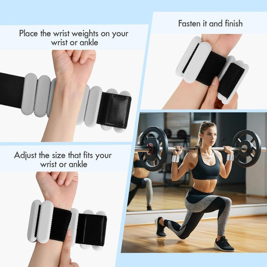 2 stuks verstelbare polsgewichten enkelgewichten voor oefeningen wandelen joggen yoga aerobics pilates gewichtsarmband fitnessarmband (14-23 cm) - happygetfit.com