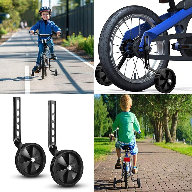 Load image into Gallery viewer, 2 Stuks Zijwieltjes voor Kinderfietsen, Verstelbare Wielstabilisatoren, Gebruikt om de Veiligheid en Stabiliteit van Fietsen te Verbeteren (Zwart) - happygetfit.com
