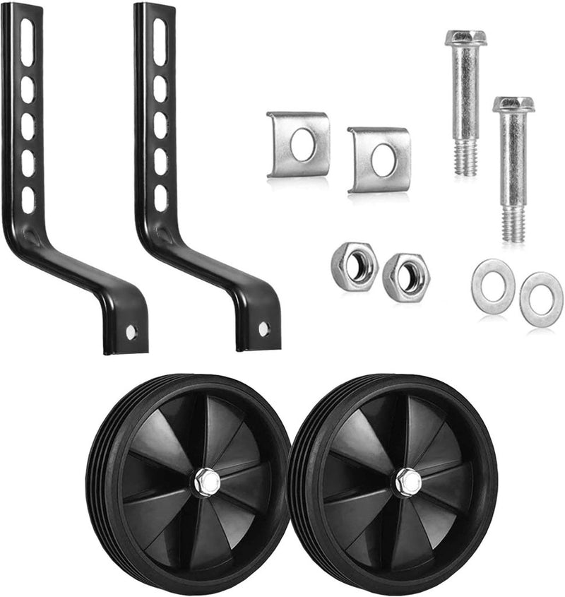 Load image into Gallery viewer, 2 Stuks Zijwieltjes voor Kinderfietsen, Verstelbare Wielstabilisatoren, Gebruikt om de Veiligheid en Stabiliteit van Fietsen te Verbeteren (Zwart) - happygetfit.com
