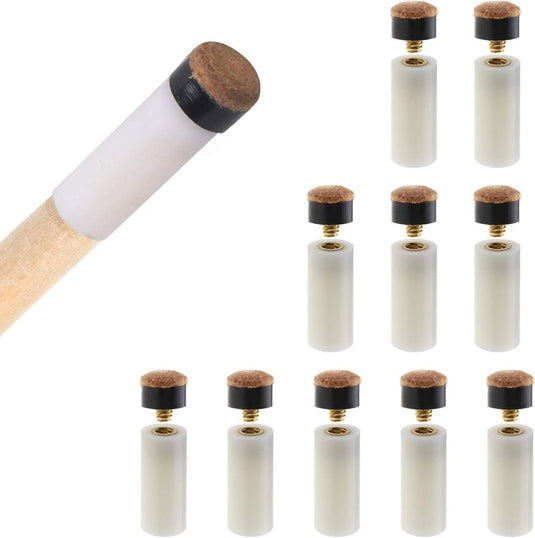 20-delige biljartkeu tip set 10 mm – leren schroefpunten met kunststof huls voor pool en snooker - happygetfit.com