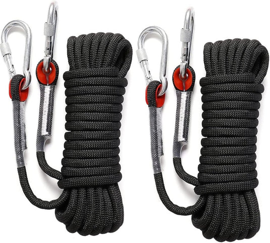 2x statisch outdoor touw 10 m x 10 mm – met 4 karabijnhaken en reflecterende details - happygetfit.com