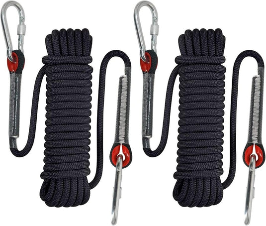 2x statisch outdoor touw 10 m x 10 mm – met 4 karabijnhaken en reflecterende details - happygetfit.com