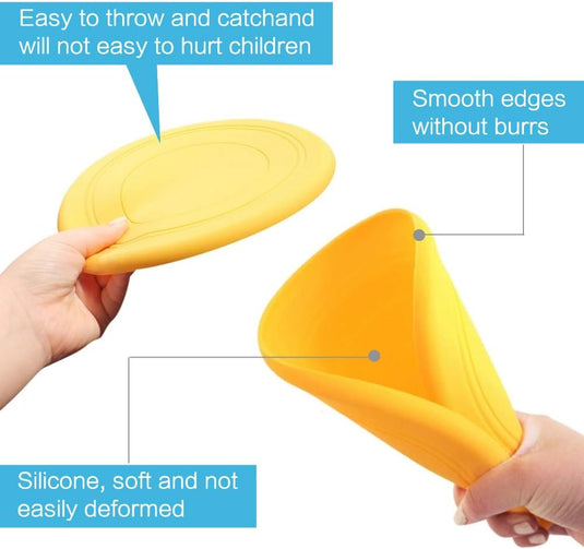 2x zachte frisbee 17 cm – flexibele siliconen werpschijven voor kinderen en buiten spelen - happygetfit.com