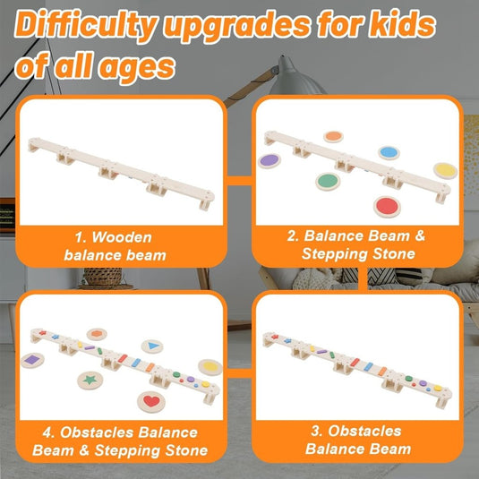 3-in-1 houten balansset voor kinderen met stapstenen – Montessori speelgoed – obstakelbaan – balanstraining - happygetfit.com