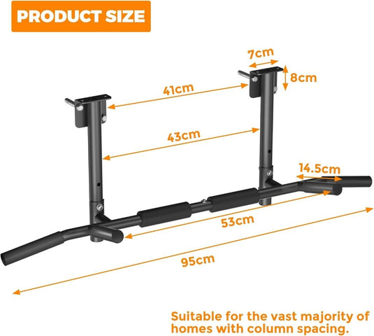 3-in-1 optrekstang voor wand plafond en balk tot 200 kg – pull-up bar – krachttraining - happygetfit.com