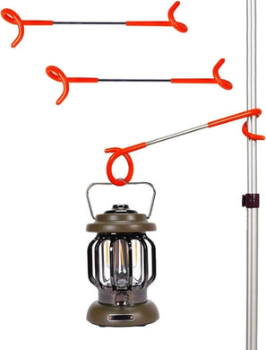 Oranje Avontuurlijk licht: 3x outdoor multifunctionele campinglamp haakbevestigingen, perfect voor buitenavonturen, houdt een lantaarn veilig op een verticale paal en kan in drie veelzijdige posities worden gebruikt.