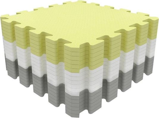 Transformeer je vloer met onze interlockende zachte vloermat in gele, witte en waterdichte lagen, gemaakt van rubber Ethyleenvinylacetaat, voor een duurzame en comfortabele ruimte!.