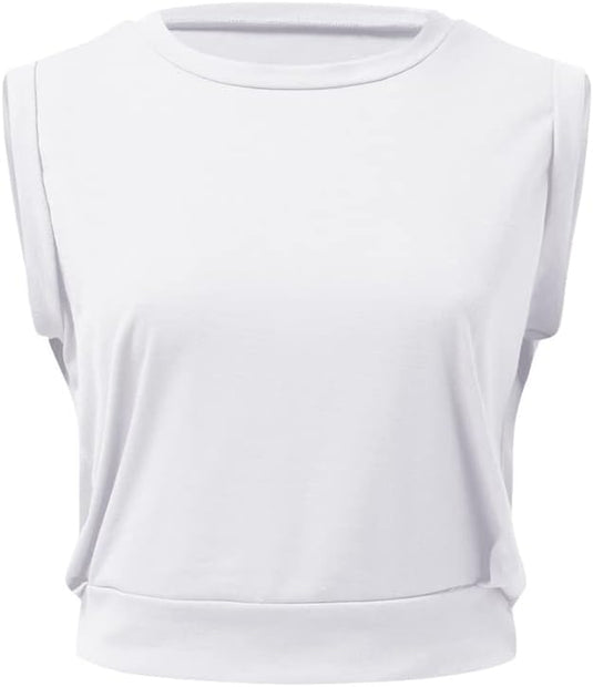 Mouwloze crop sporttop dames losse pasvorm