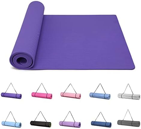 Good Nite Yogamat, Gymnastiek, Pilates Oefenmat voor vrouwen, antislip, dik 6 mm met draagriem, Tpe, 183 x 61 x 0,6 cm