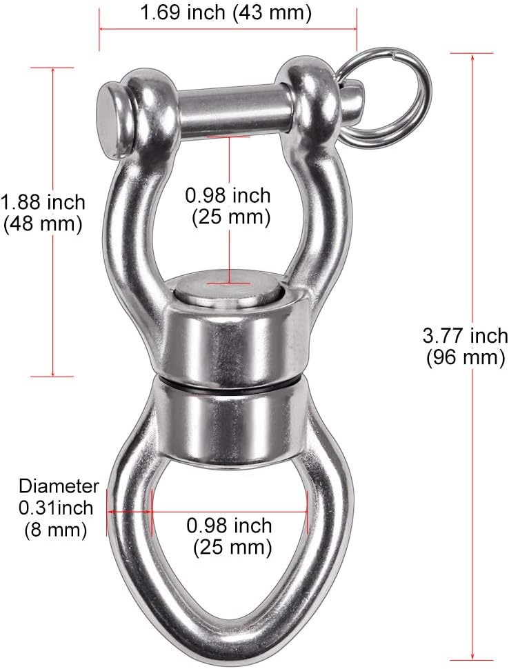 Load image into Gallery viewer, 360° draaikoppeling voor schommel – roestvrij staal tot 540 kg met afneembare veiligheidshaak - happygetfit.com

