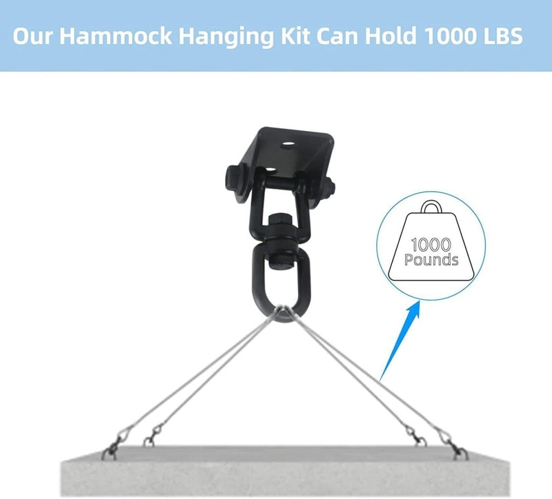 Load image into Gallery viewer, Het product &quot;De ultieme 360° draaibare plafondhaak voor maximale veelzijdigheid en veiligheid&quot; is een hangmatophangset met een metalen draaibare, robuuste kettingen en een duurzame roestvrijstalen plafondhaak, die tot 1000 pond kan dragen.
