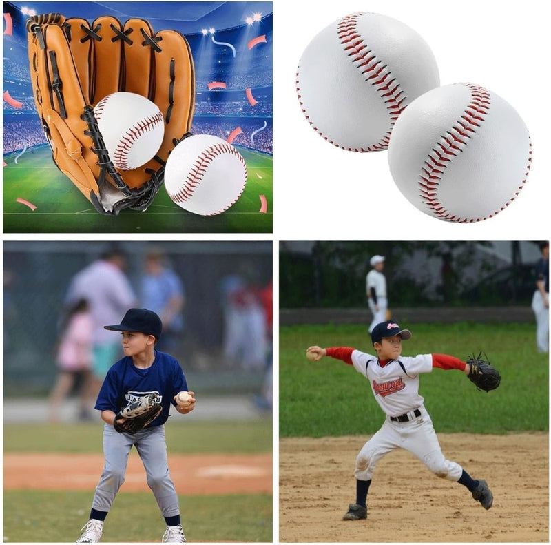 Laden Sie das Bild in Galerie -Viewer, 4 stuks handgenaaide zachte honkbal, 9 inch PU baseballen, softbal voor training, volwassenen en jongeren, professionele games - happygetfit.com
