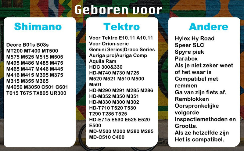 Load image into Gallery viewer, Ontdek onze meertalige advertentie met compatibele Shimano- en Tektro-producten voor uw mountainbike, met modellen en series die onder elk merk worden vermeld. Vind de Perfecte remblokken voor uw mountainbike-avonturen! om uw fietservaring te verbeteren.
