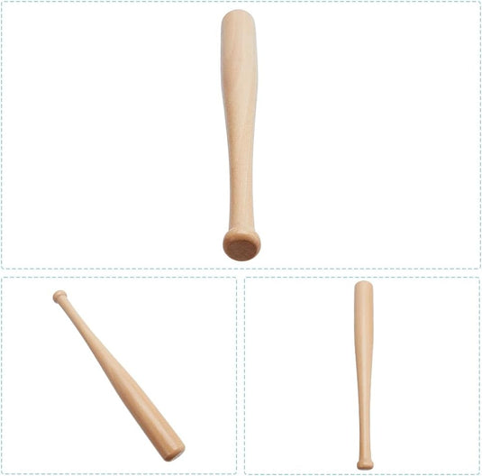 Mini houten honkbalknuppels - 3 stuks - onbewerkt hout - 15 cm