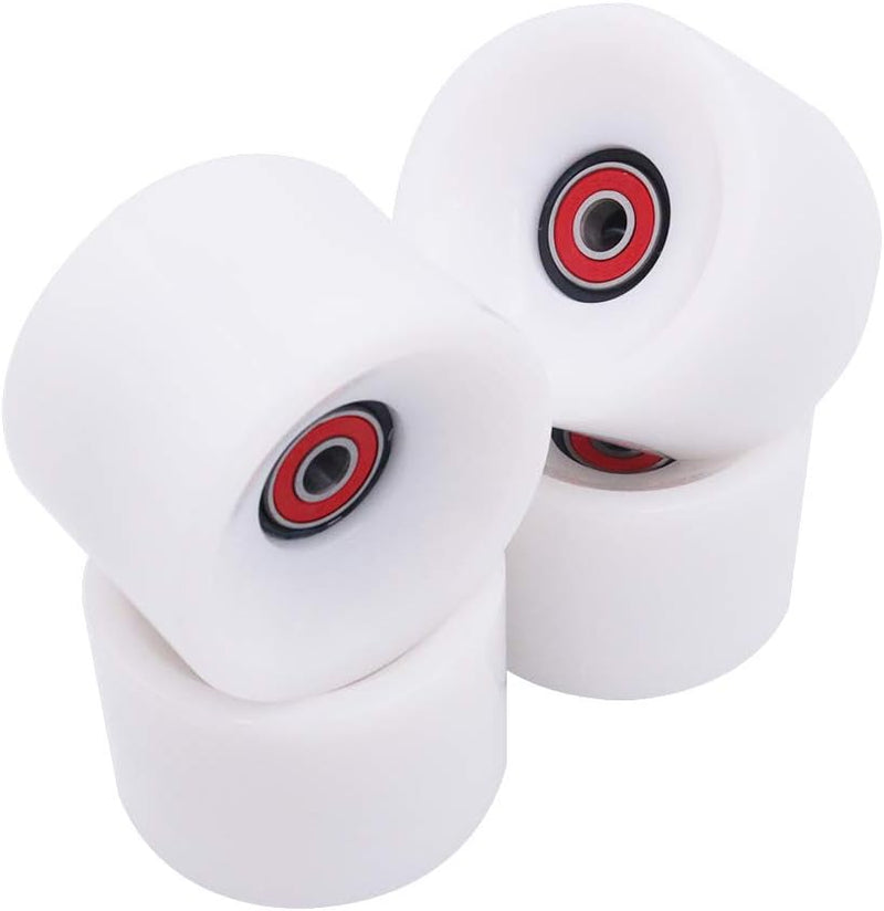 Laad afbeelding in Galerijviewer, Longboard wielen 70 x 51 mm 78A met ABEC-9 lagers 4 stuks wit – cruiser skateboard wielen
