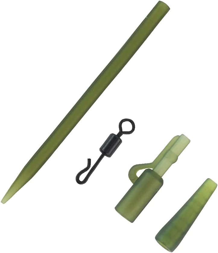 Load image into Gallery viewer, De &quot;Ontdek de ultieme karpervissen rig set voor een succesvolle uitkomst!&quot; Inclusief groen staartrubber, wartel, loodclip, buis en veiligheidsloodclips - ideaal voor liefhebbers van karpervissen.
