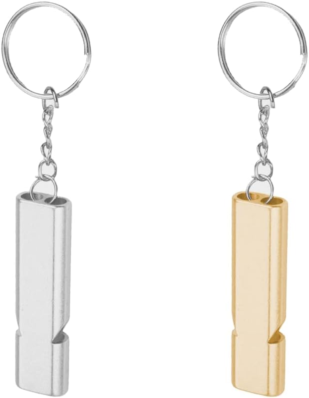 Laden Sie das Bild in Galerie -Viewer, Lmyzcbzl Trillerfluitje, 2 Stuks Noodfluitjes, Metalen Noodfluitje, Fluitje met Sleutelhanger, Voor School, Gym, Outdoor, Kamperen, Wandelen, Jagen, Klimmen
