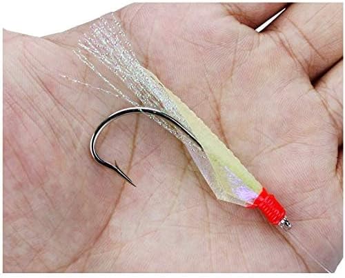 Luminous Fishing Rigs with Real Fish Skin, Glow Beads & High Carbon Hooks for Fresh/Saltwater