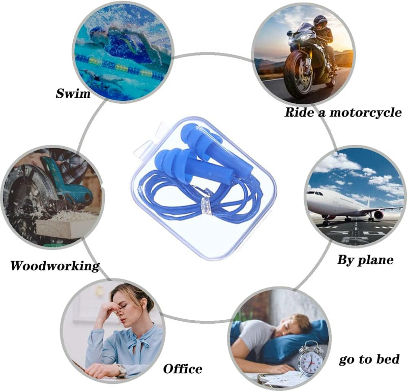 Load image into Gallery viewer, Geniet van rust en comfort met onze herbruikbare siliconen oordopjes! Beschikbaar in blauw, ze bieden uitstekende ruisonderdrukking voor activiteiten zoals zwemmen, motorrijden, houtbewerken, vliegen, op kantoor werken en slapen. Hun grondwaterontwerp is ideaal voor uiteenlopende scenario&#39;s.
