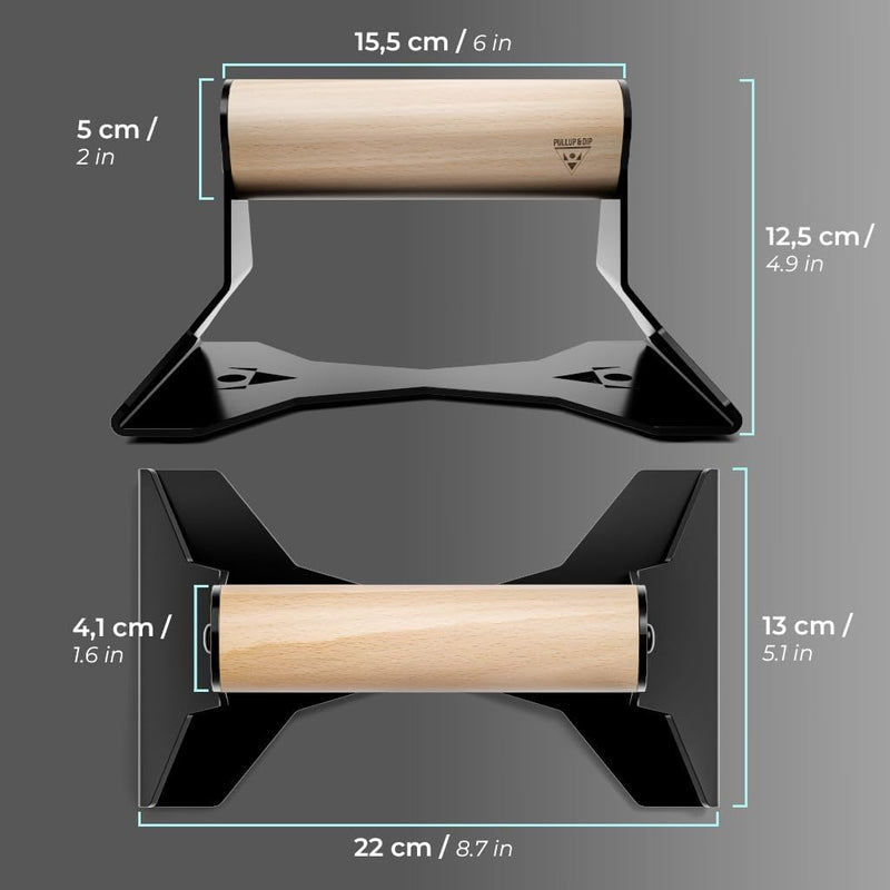 Laad afbeelding in Galerijviewer, Push-up bars met houten handgrepen en antislip stalen frame – opdruksteunen – calisthenics
