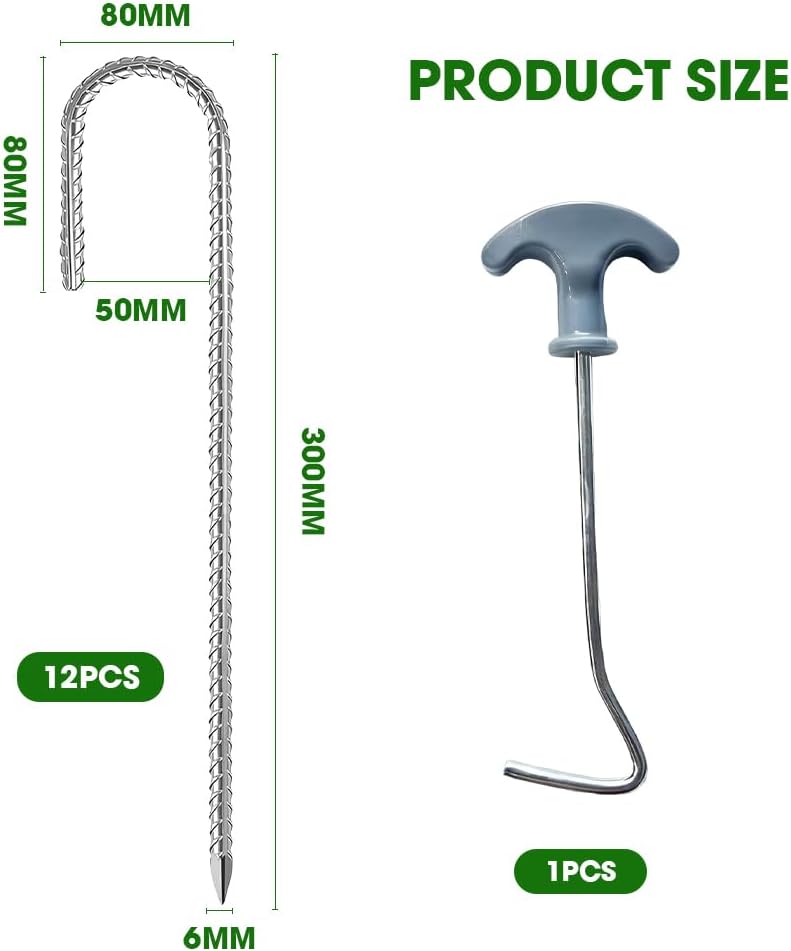 Load image into Gallery viewer, Grondankers 12 stuks 30 cm met J-haken en trekker – trampoline haringen – stormankers
