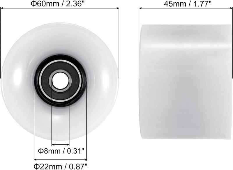 Carica immagine in Galleria Viewer, Longboard wielen 60 mm 78A met 608 lagers en spacers 4 stuks – cruiser skateboard wielen
