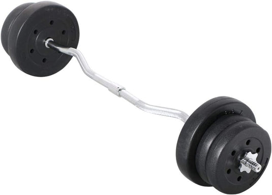Yaheetech 25 kg SZ curlset lange halterset, stang met 6 schijven, krachttraining, gewichten, halterstangenset
