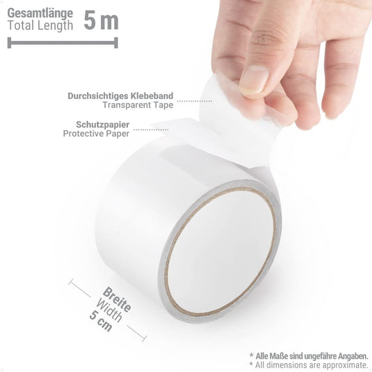 ecooe Reparatietape voor tenten, 8 cm x 5 m, reparatietape, professioneel, waterdicht, transparant, voor het repareren van luifels, tent, pvc-coating, paviljoen, vrachtwagenzeil