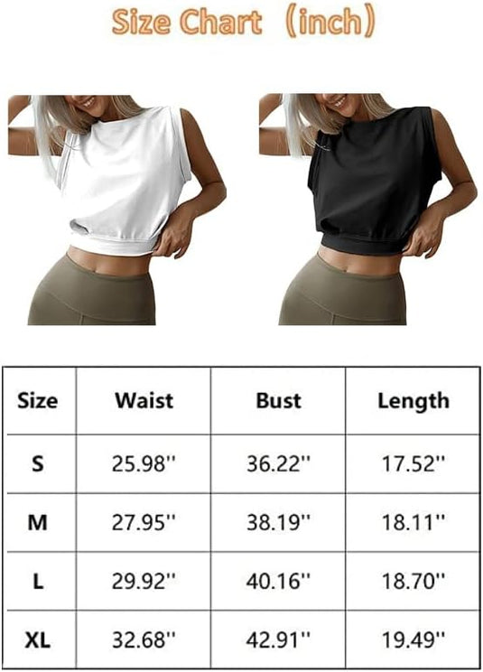 Mouwloze crop sporttop dames losse pasvorm