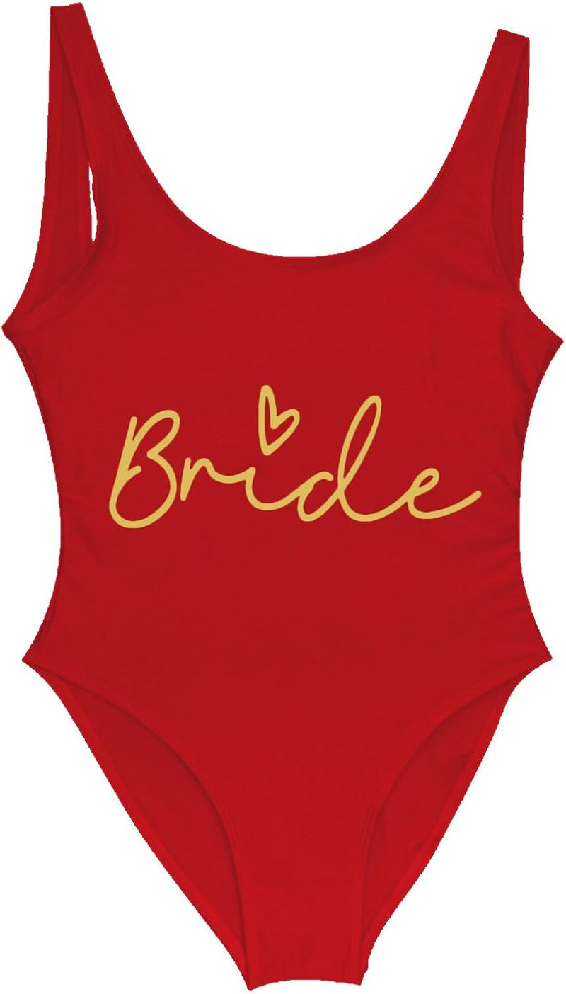 Load image into Gallery viewer, Dames badpak Bride to Be met letterprint en lage rug – bruidsbadpak – vrijgezellenfeest
