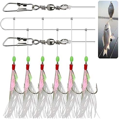 Load image into Gallery viewer, Luminous Fishing Rigs with Real Fish Skin, Glow Beads &amp; High Carbon Hooks for Fresh/Saltwater

