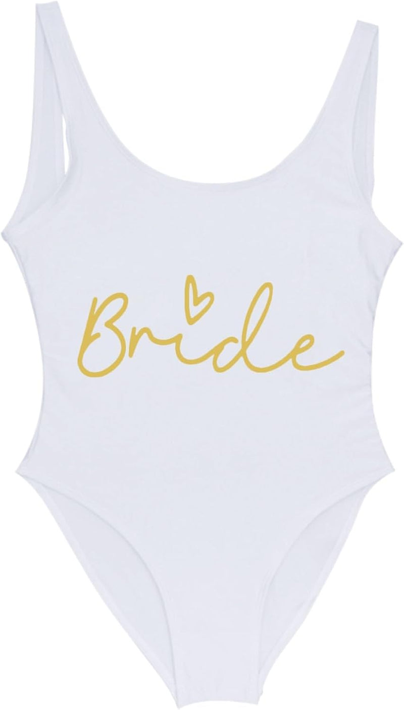 Load image into Gallery viewer, Dames badpak Bride to Be met letterprint en lage rug – bruidsbadpak – vrijgezellenfeest
