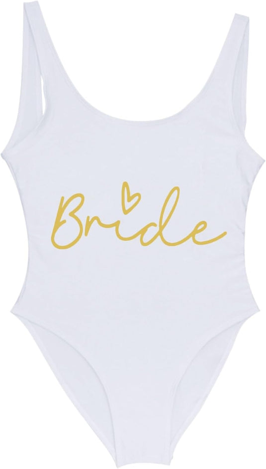 Dames badpak Bride to Be met letterprint en lage rug – bruidsbadpak – vrijgezellenfeest