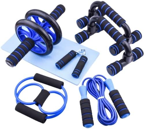 Fitness trainingsset 7-in-1 met ab roller push-up bars en springtouw – fitness set – buikspiertrainer
